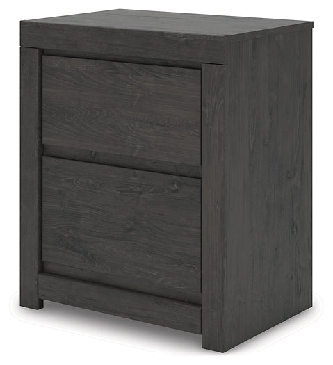 Fraluna King Panel Storage Bed with Mirrored Dresser and Nightstand