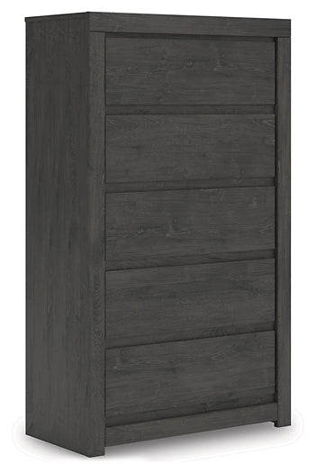 Fraluna King Panel Storage Bed with Mirrored Dresser and Chest