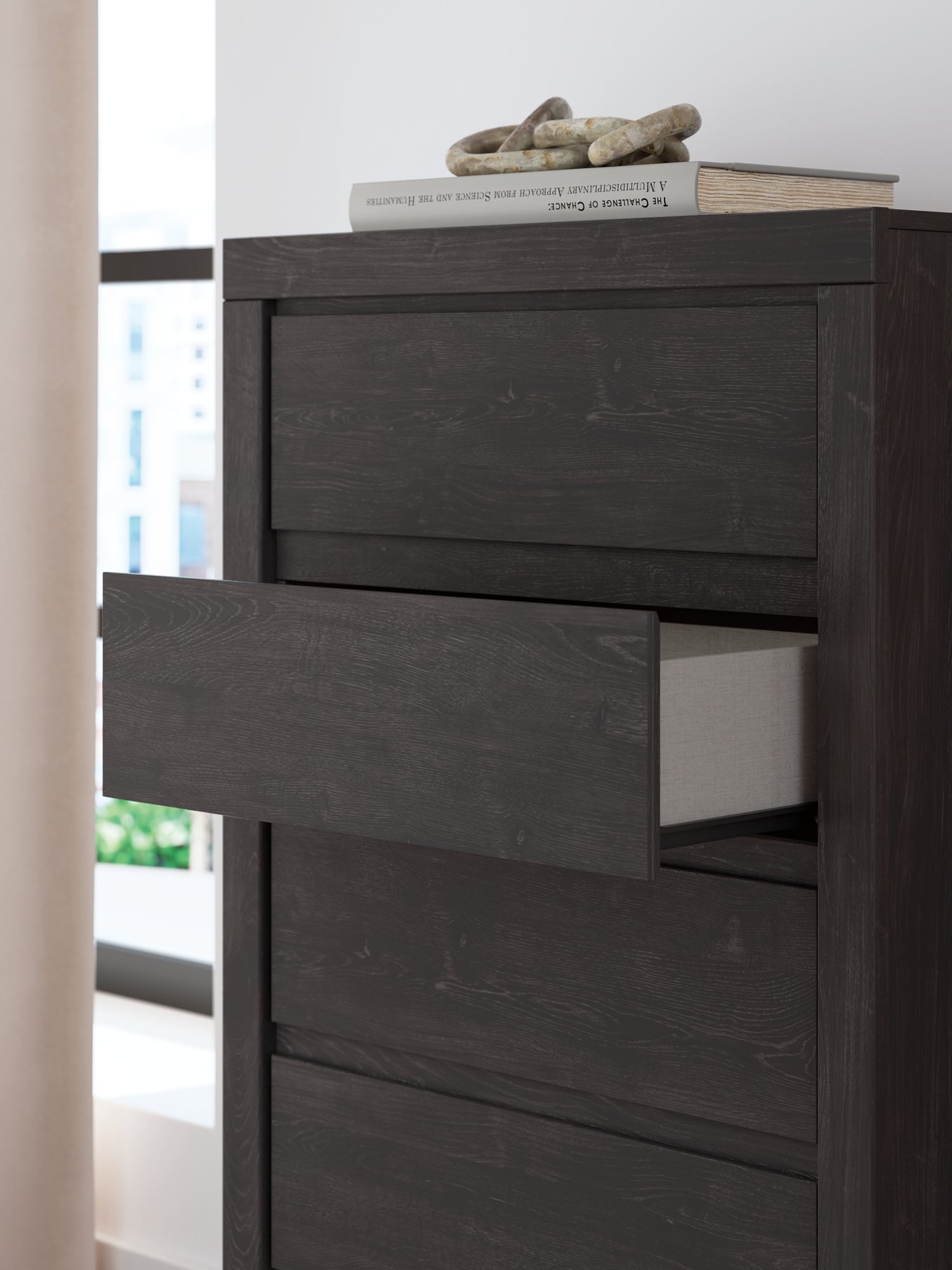 Fraluna King Panel Storage Bed with Mirrored Dresser and Chest