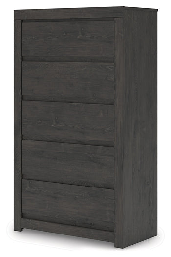 Fraluna King Panel Storage Bed with Mirrored Dresser, Chest and Nightstand