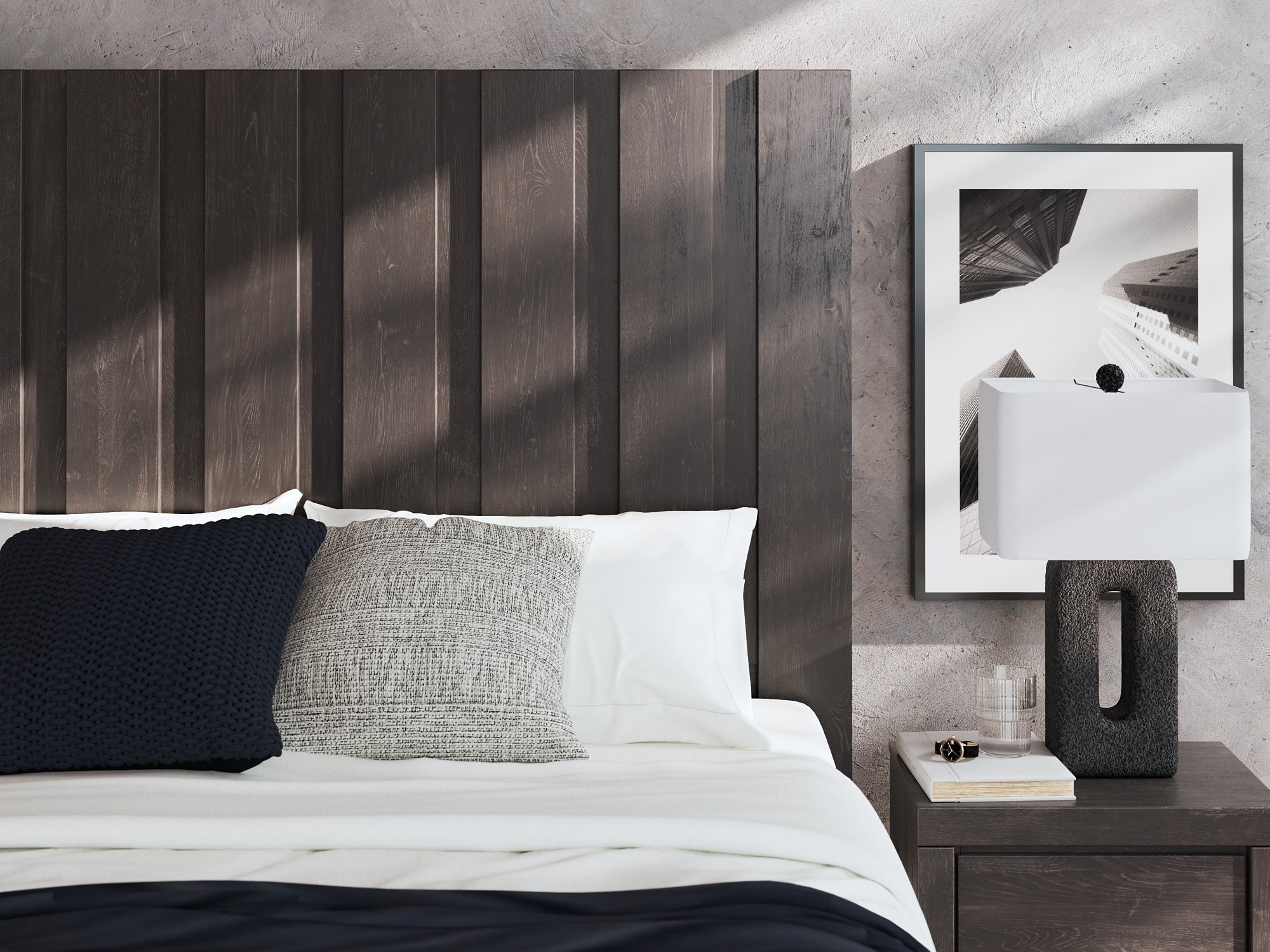 Fraluna King Panel Bed with Mirrored Dresser and Nightstand