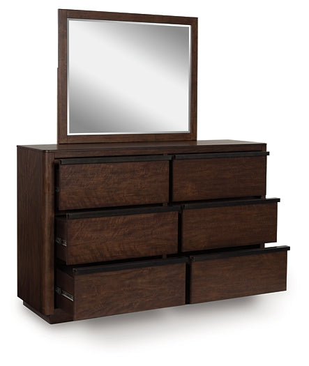Dilenno Queen Canopy Bed with Mirrored Dresser and Nightstand