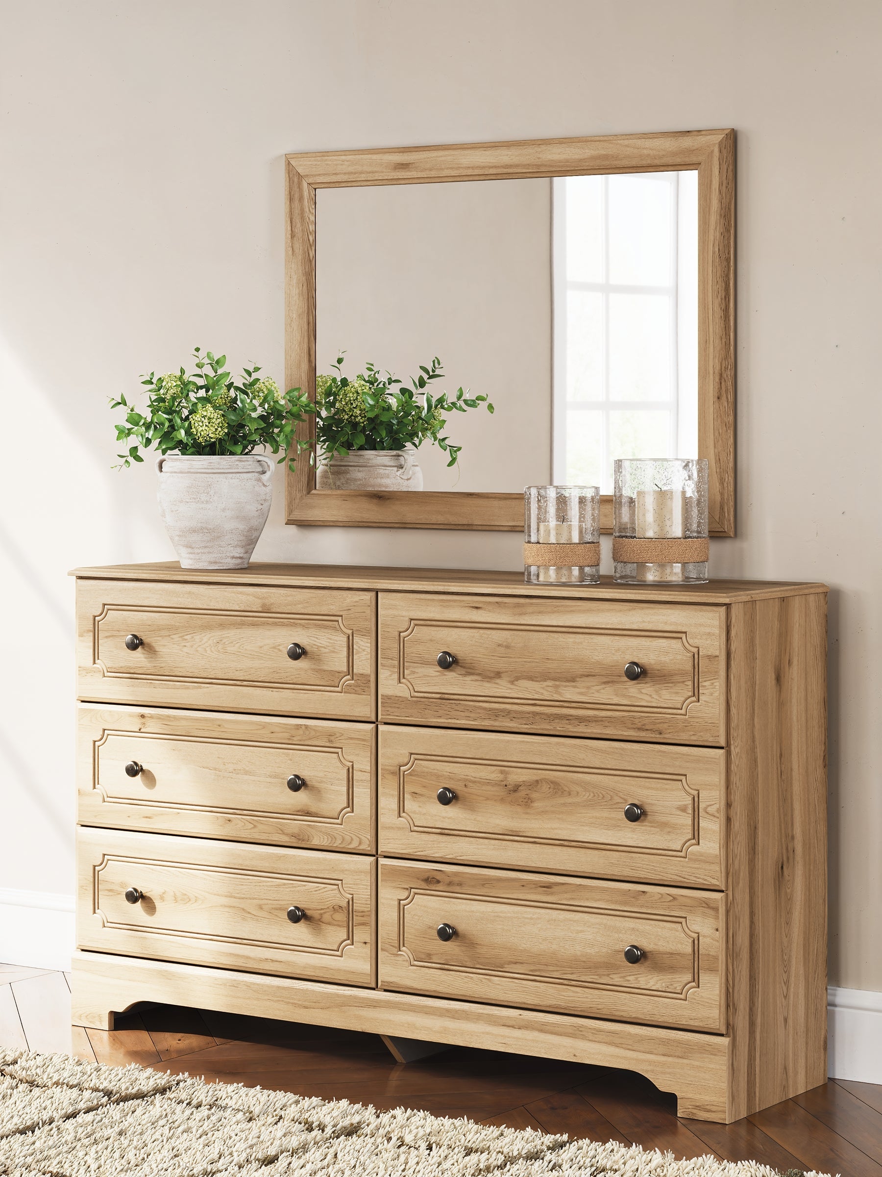 Aleaport Twin Panel Bed with Mirrored Dresser