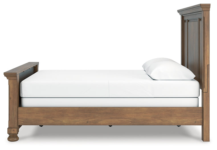 Feddinger Queen Panel Bed with Mirrored Dresser and Chest