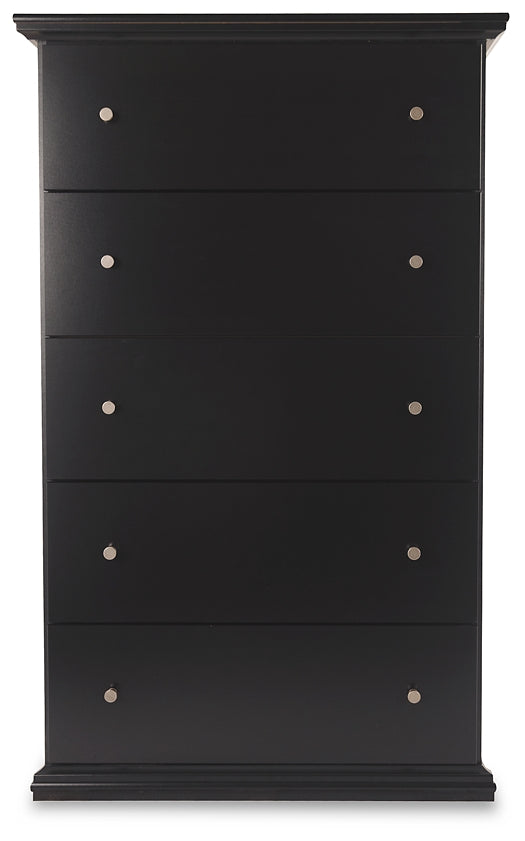 Maribel King Panel Bed with Mirrored Dresser and Chest