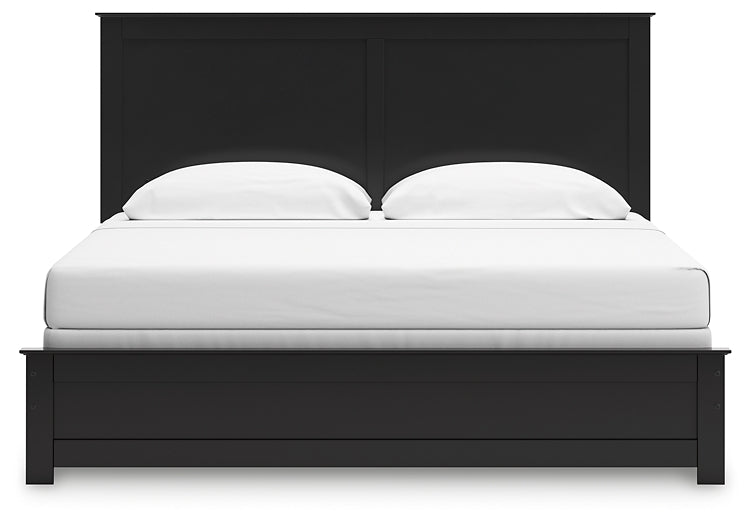 Maribel King Panel Bed with Mirrored Dresser and Chest