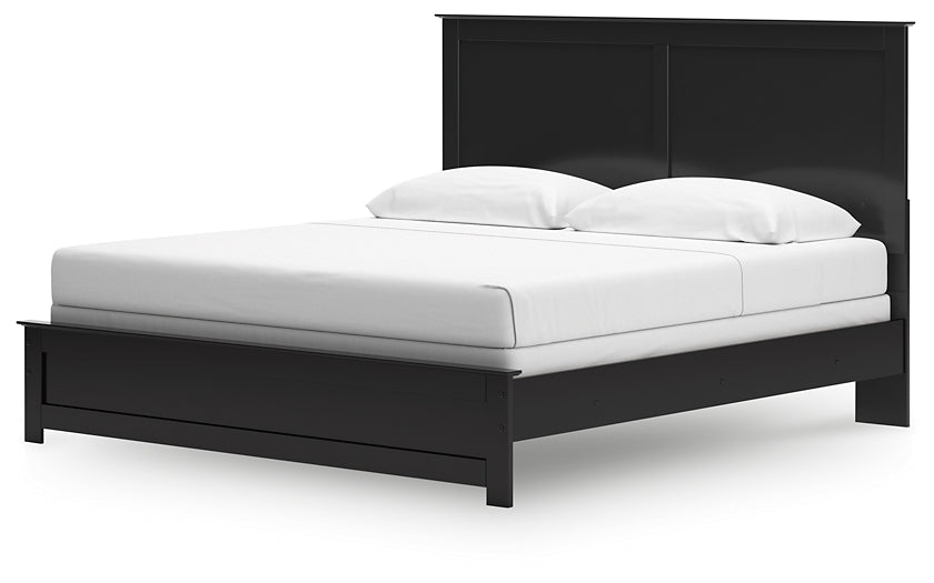 Maribel King Panel Bed with Mirrored Dresser and Chest