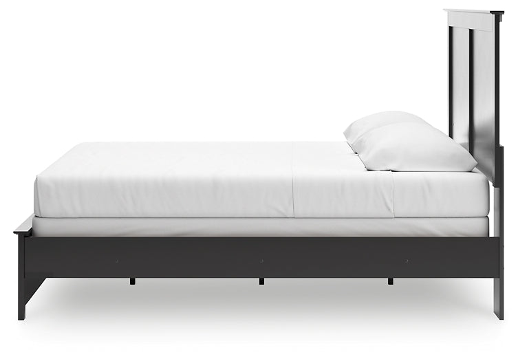 Maribel King Panel Bed with Mirrored Dresser and Chest