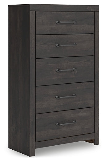 Hollivern Queen Panel Bed with Mirrored Dresser, Chest and Nightstand