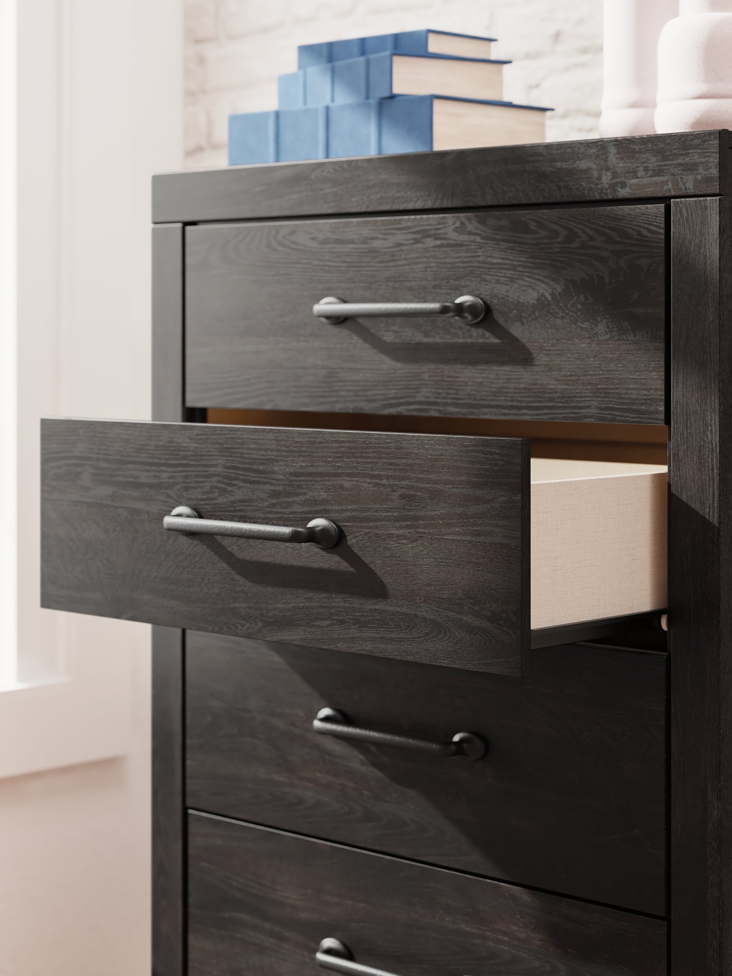 Hollivern Queen Panel Bed with Mirrored Dresser, Chest and Nightstand