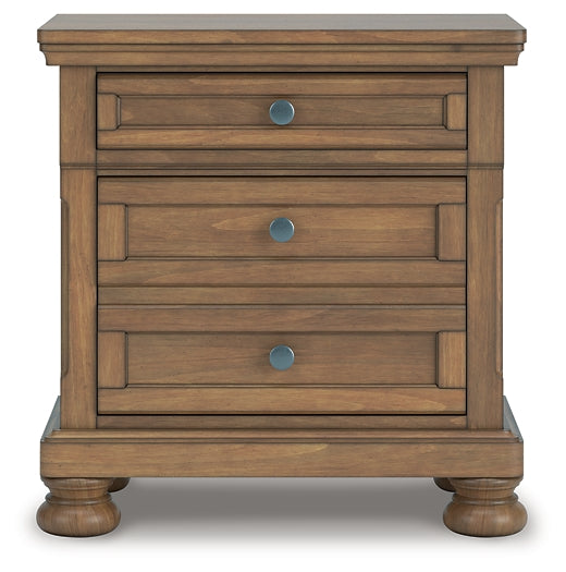 Feddinger Queen Storage Sleigh Bed with Mirrored Dresser, Chest and Nightstand