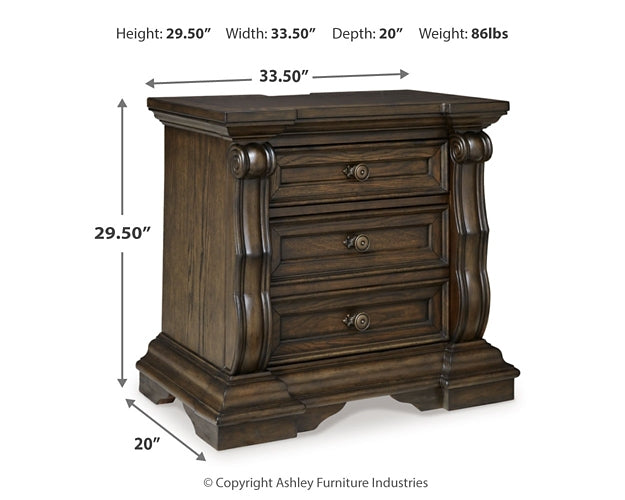 Maylee King Upholstered Bed with Mirrored Dresser, Chest and Nightstand