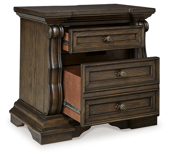 Maylee California King Upholstered Bed with Mirrored Dresser, Chest and Nightstand