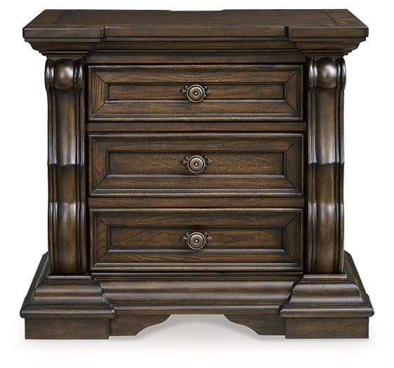 Maylee Queen Upholstered Bed with Mirrored Dresser, Chest and Nightstand