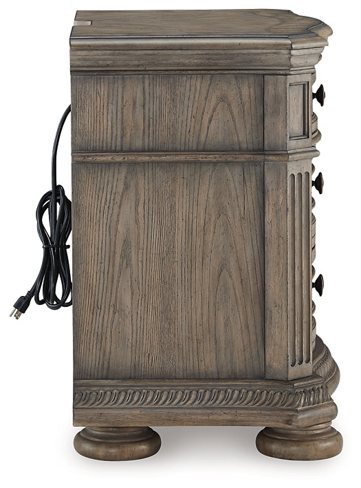Ardenfield California King Upholstered Sleigh Bed with Mirrored Dresser and Nightstand