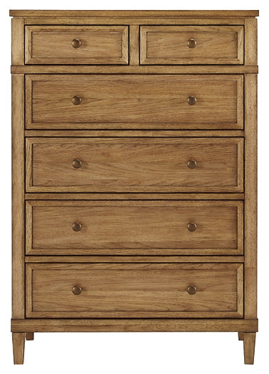 Sharlance Queen Upholstered Panel Bed with Mirrored Dresser and Chest