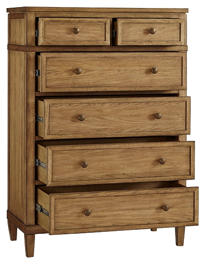 Sharlance King Upholstered Panel Bed with Mirrored Dresser and Chest