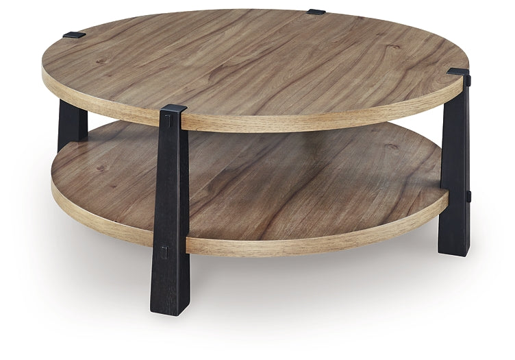 Ridgester Coffee Table - Light Brown/Black