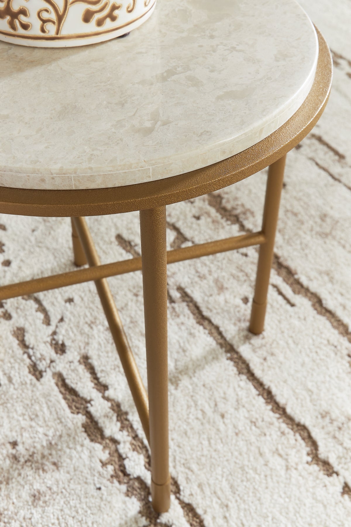 Alben End Table - Antique Gold