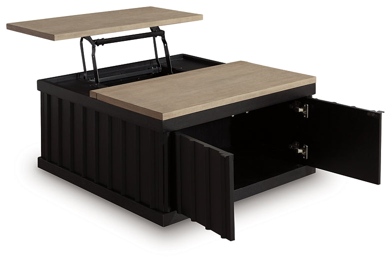 Rylandyn Lift Top Coffee Table - Black/Light Brown