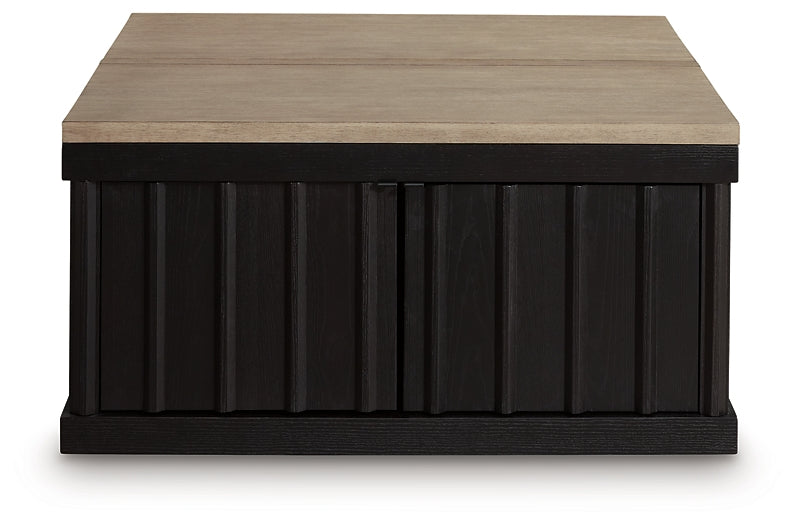 Rylandyn Lift Top Coffee Table - Black/Light Brown