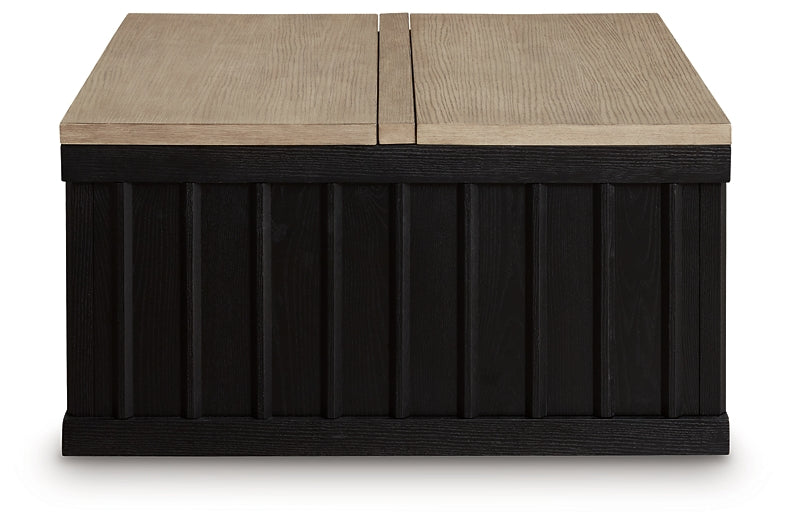 Rylandyn Lift Top Coffee Table - Black/Light Brown